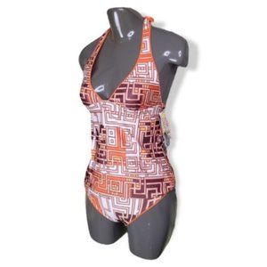 Becca Etc By Rebecca Virtue Women's Multicolor Reversible Halter Swimsuit Size S